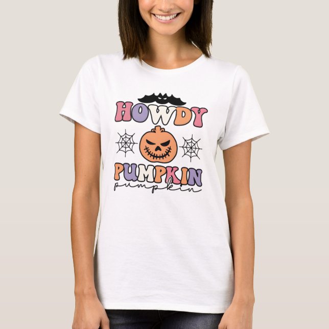 Howdy Pumpkin T-Shirt | Spooky Western Halloween (Framsida)
