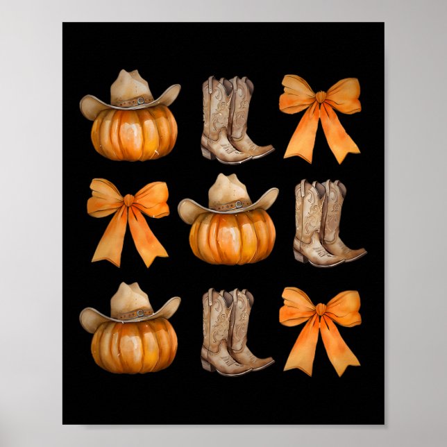 Howdy Pumpkin Western Fall Coquette Bow Thanksgivi Poster (Framsidan)