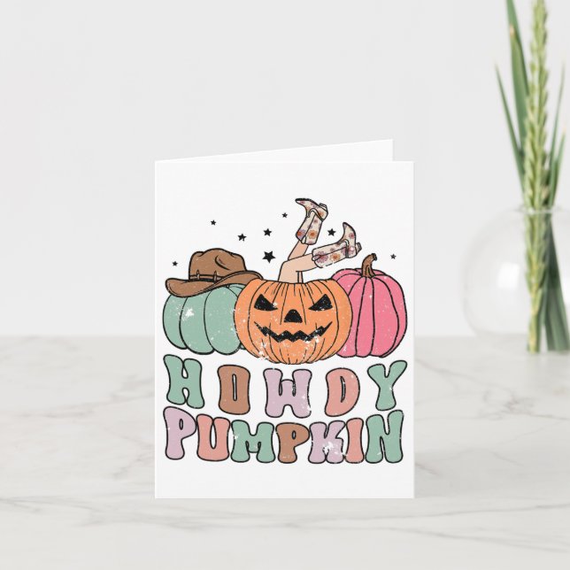 Howdy Pumpkin Western Fall Rodeo Halloween Kort (Framsida)