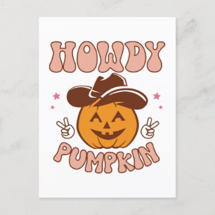 Howdy Pumpkin Western Retro Halloween Vykort
