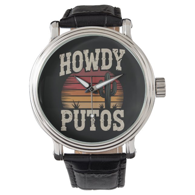 Howdy Putos Funny Cactus Retro Vintage Armbandsur (Framsida)