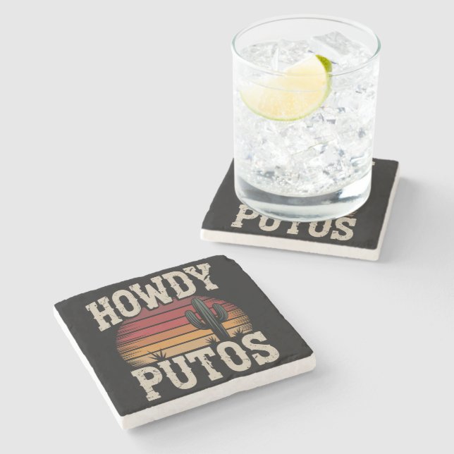 Howdy Putos Funny Cactus Retro Vintage Stenunderlägg (Sidan)