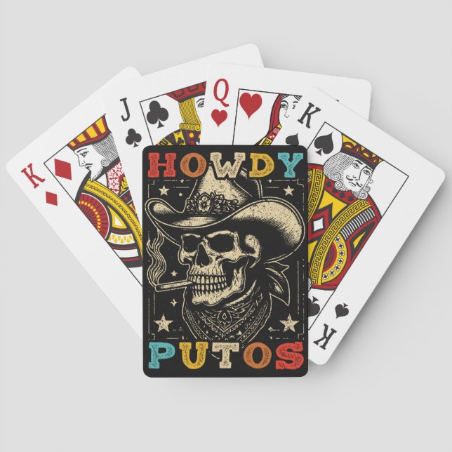 Howdy Putos Funny Skull Retro-Vintage Casinokort (Baksidan)