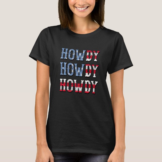 Howdy Retro Cowgril & Cowboy Western Rodeo Texas 4 T Shirt (Framsida)
