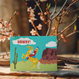 Howdy Retro Western Cowgirl Postcard Vykort