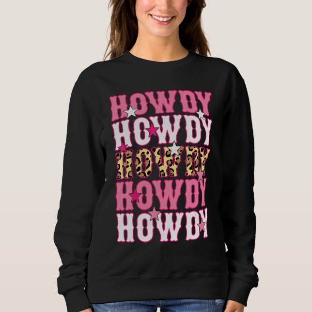 Howdy Rodeo Western Country Southern Cowgirl  Leop T Shirt (Framsida)