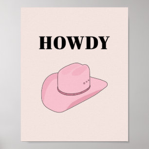 Howdy Rosa Cowboy Hat Poster