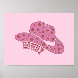 Howdy Rosa Cowgirl Hat Poster
