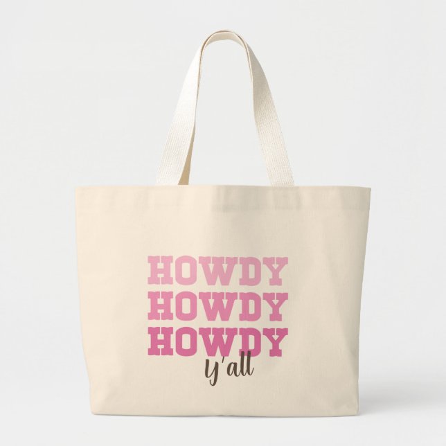 Howdy Rosa Modern Typography Tote Bag Jumbo Tygkasse (Framsidan)