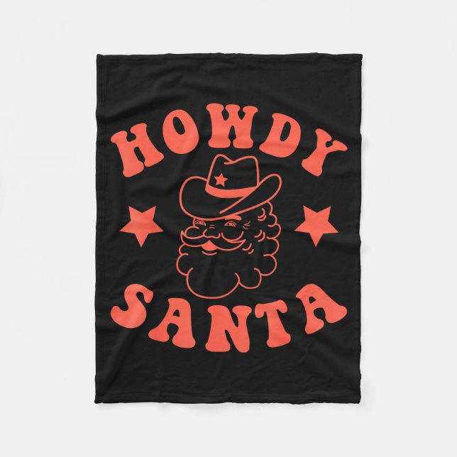 Howdy Santa Claus Retro Groovy Cowboy Western Chri Fleecefilt (Framsidan)