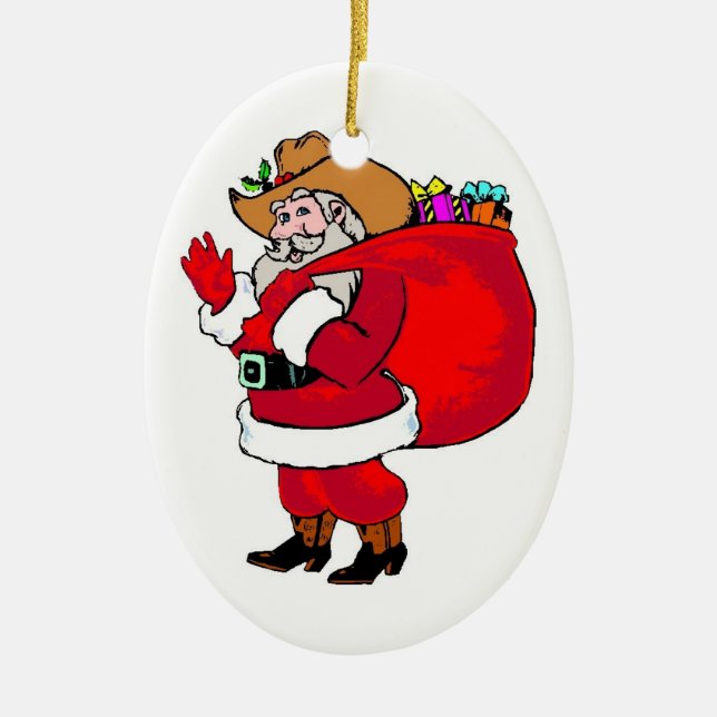 Howdy Santa - Oval Ornament (Framsidan)