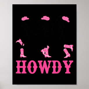Howdy Skeleton Dancing Westernare Cowgirl Hallowee Poster