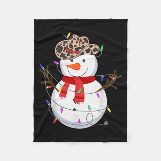 Howdy Snowman Funny Cowboy Hat Western Christmas 2 Fleecefilt (Framsidan)