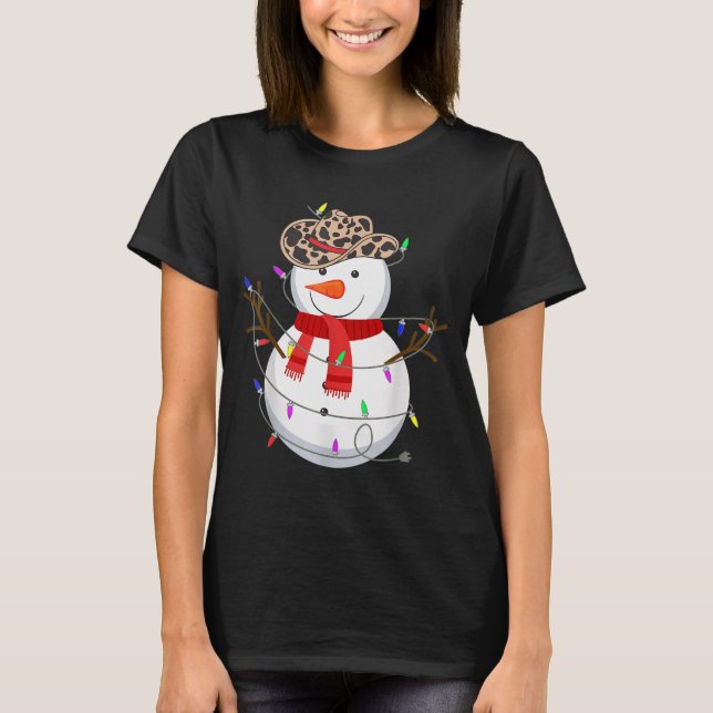 Howdy Snowman Funny Cowboy Hat Western Christmas 2 T Shirt (Framsida)