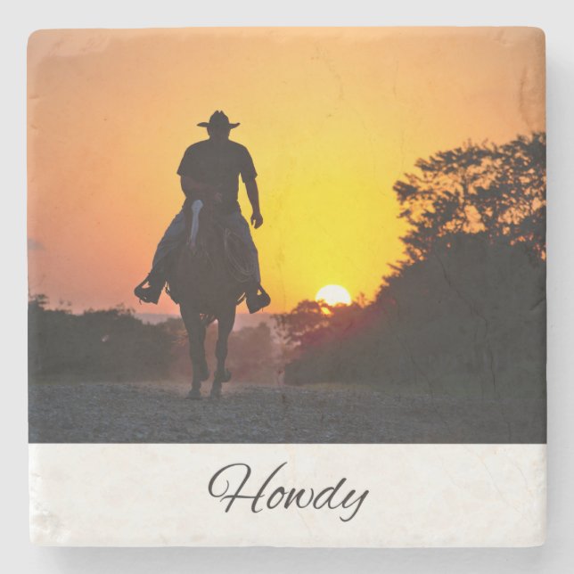 Howdy | Södra citat | Cowboy Life Stenunderlägg (Framsidan)