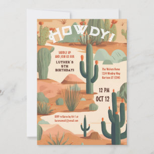 Howdy Southwest Saddle Up Boys Birthday Inbjudningar