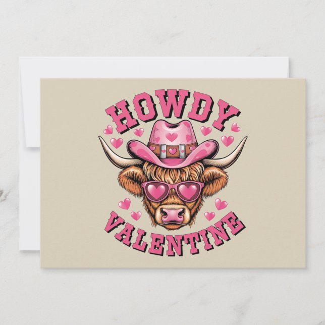 Howdy Valentine Cow Valentiness Da&y Coquette Kärl Julkort (Framsida)