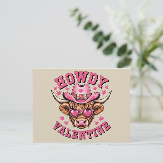 Howdy Valentine Cow Valentiness Da&y Coquette Kärl Vykort (Stående Fram)