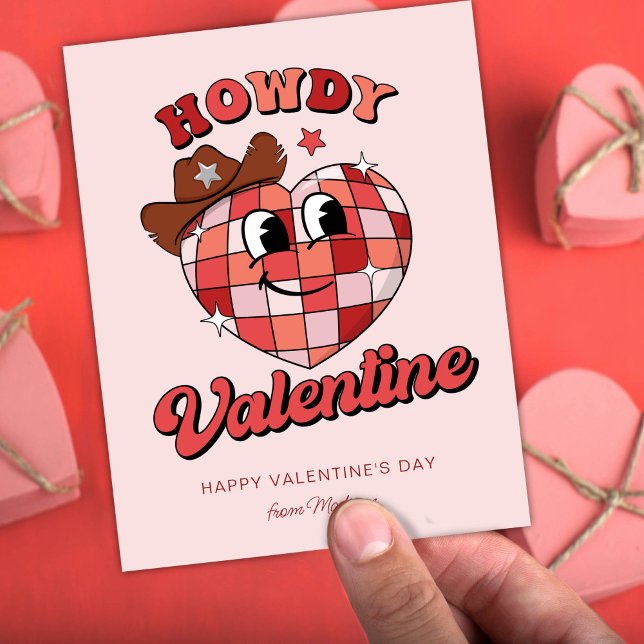 Howdy Valentine Cute Disco Boll Heart Valentine Vykort (Skapare uppladdad)