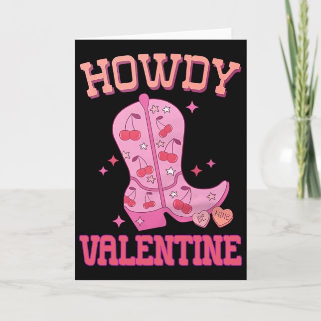 Howdy Valentine Disco Boots Coquette Bow Groovy We Kort (Framsida)