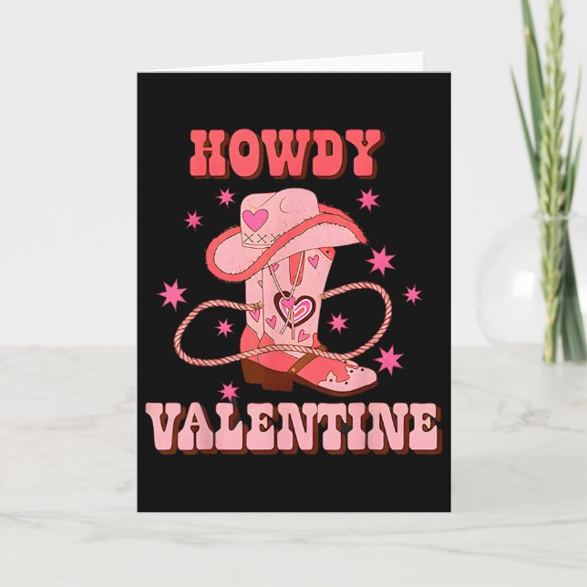 Howdy Valentine Western Boots Country Cowboy Valen Kort (Framsida)