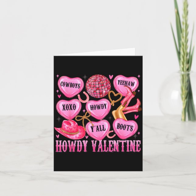 Howdy Valentine Western Cowgirl Hearts Candy Women Kort (Framsida)