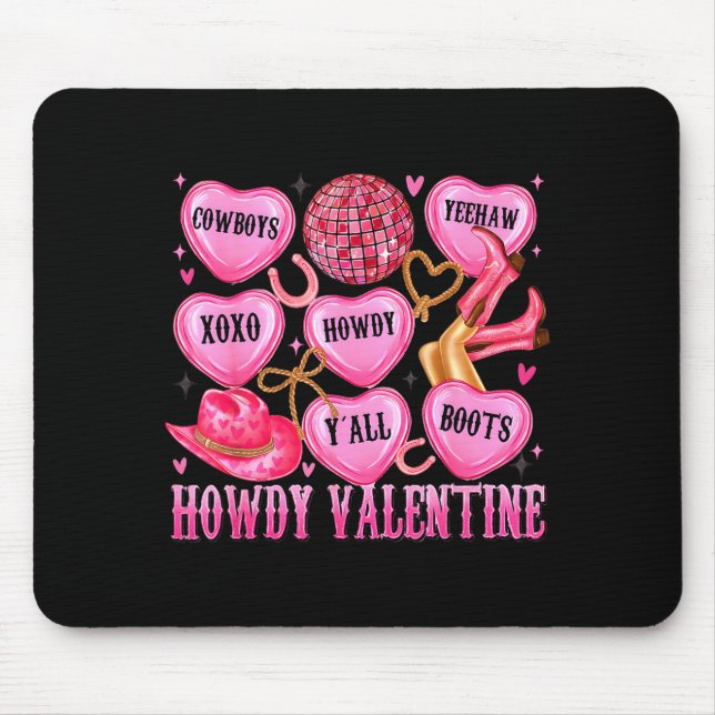 Howdy Valentine Western Cowgirl Hearts Candy Women Musmatta (Framsidan)