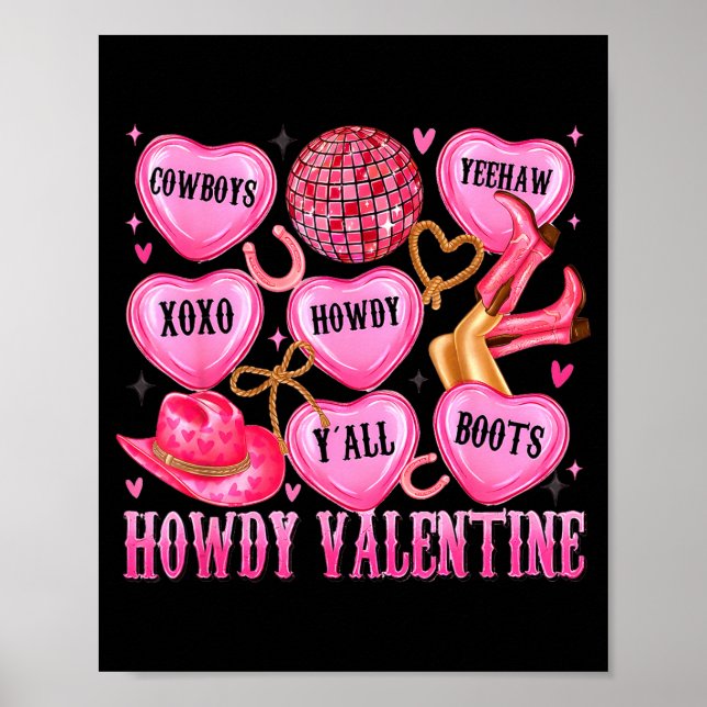 Howdy Valentine Western Cowgirl Hearts Candy Women Poster (Framsidan)