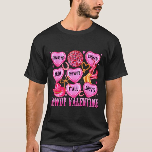 Howdy Valentine Western Cowgirl Hearts Candy Women T Shirt (Framsida)