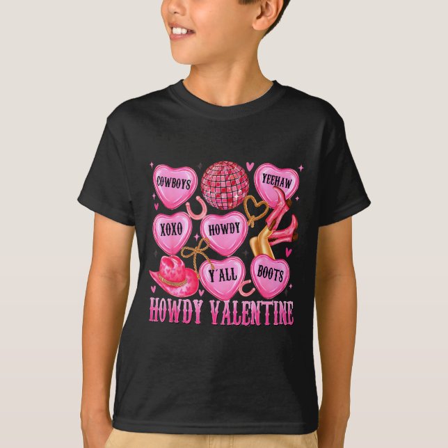 Howdy Valentine Western Cowgirl Hearts Candy Women T Shirt (Framsida)