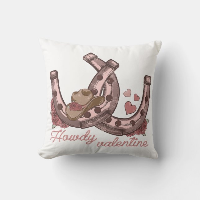 Howdy Valentine Western Horseshoes Kudde (Framsida)