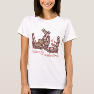 Howdy Valentine Western Horseshoes T Shirt
