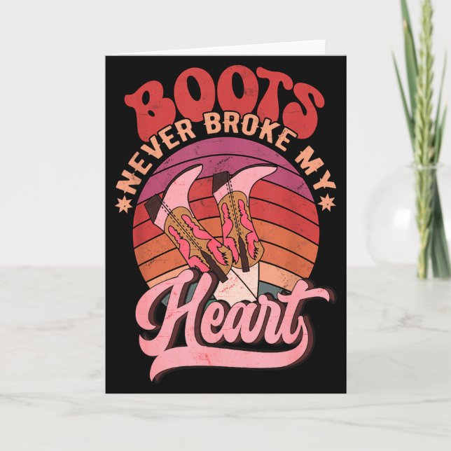 Howdy Valentines Boots Never Broke My Heart Wester Kort (Framsida)