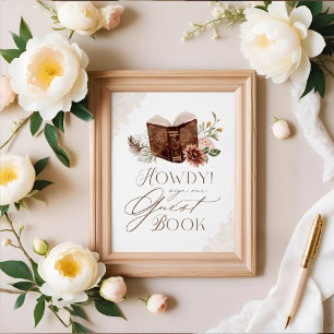 Howdy Vild Western Baby Shower Guestbook Sign Poster