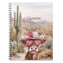 Howdy Western Cow i Rosa Heart Sunglass Anteckningsbok