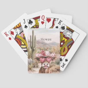 Howdy Western Cow i Rosa Heart Sunglass Casinokort