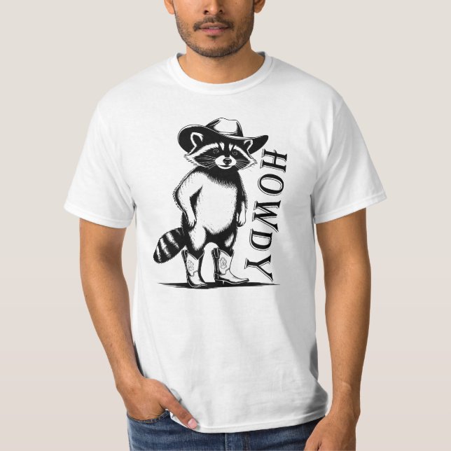 Howdy, Western Raccoon T Shirt (Framsida)