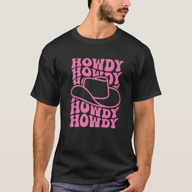 Howdy Western Rodeo Land Southern Cowgirl Vinta T Shirt (Framsida)
