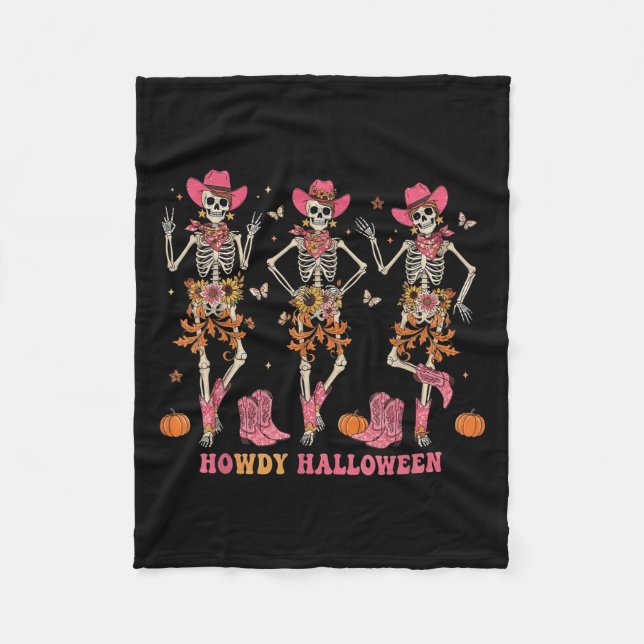 Howdy Western Skeleton Cowgirls Dancing Halloween  Fleecefilt (Framsidan)