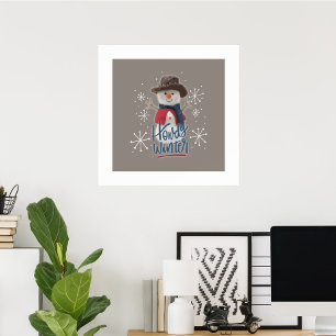 Howdy Winter Cowboy Snögubbe Poster
