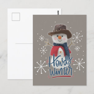 Howdy Winter Cowboy Snögubbe Vykort