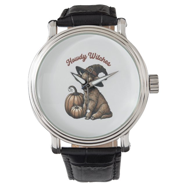 Howdy Witches Halloween Highland Cow Armbandsur (Framsida)