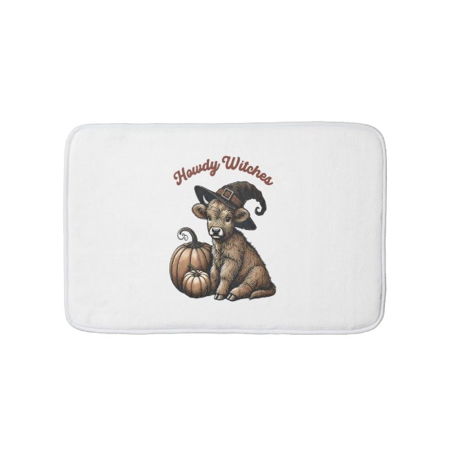 Howdy Witches Halloween Highland Cow Badrumsmatta (Framsidan)