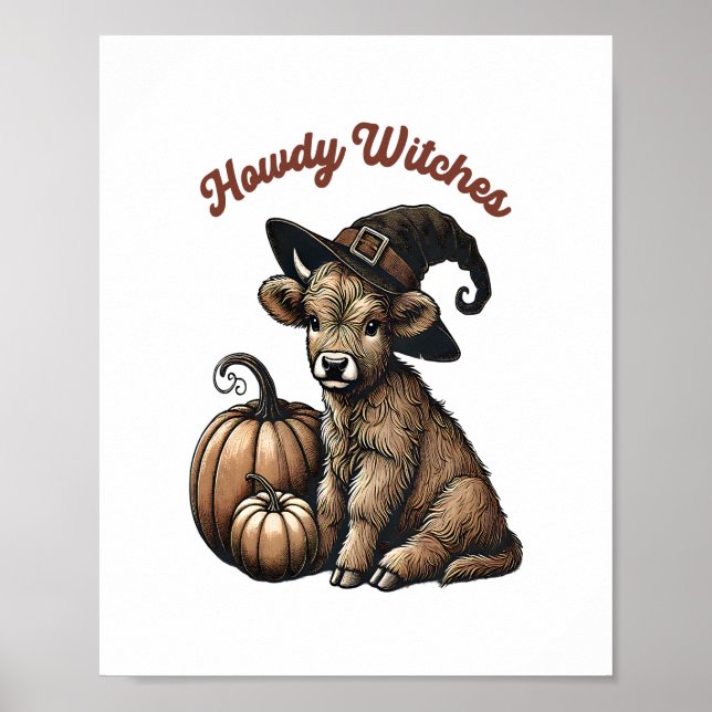Howdy Witches Halloween Highland Cow Poster (Framsidan)