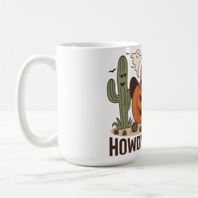 Howdy Witches Halloween Western design Kaffemugg (Vänster)