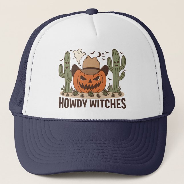 Howdy Witches Halloween Western design Keps (Framsida)