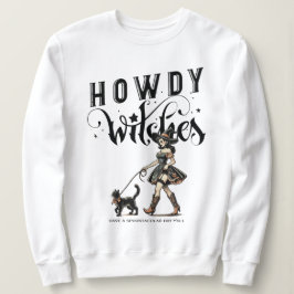 Howdy Witches Quote Halloween Cowgirl Witch Cat T Shirt