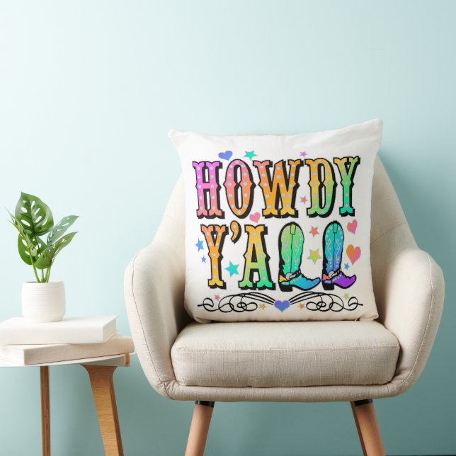 Howdy Y'all Cowgirl Girls Pillow Kudde (Stol)