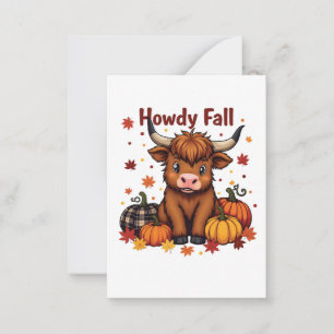 Howdy Y'all Fall Autumn Moo Cow Dairy Pumpkin Anteckningskort