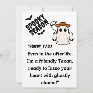 "Howdy Y'all! Texas Cowboy Ghost Halloween Julkort